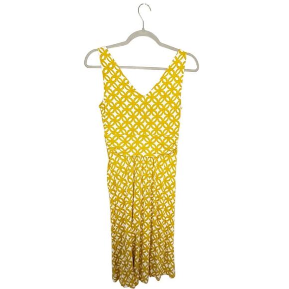 Boden Effie Dress Sleeveless V-Neck Jersey Printed Dress Yellow Size 4 - Picture 4 of 6